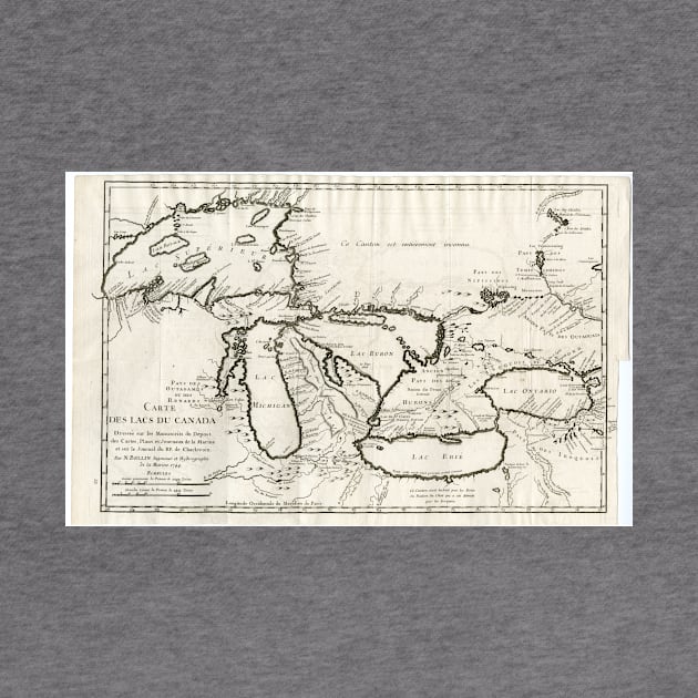 Vintage Map of The Great Lakes (1744) by Bravuramedia